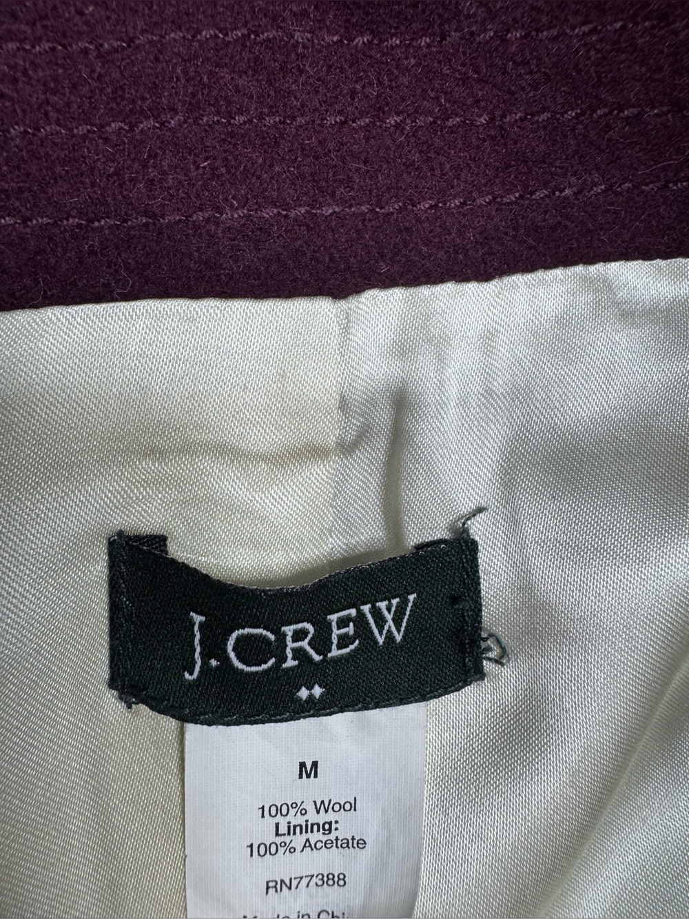 J. Crew 100% Wool Double-Breasted Peacoat in Deep Wine Womens Size 6 - Picture 3 of 9